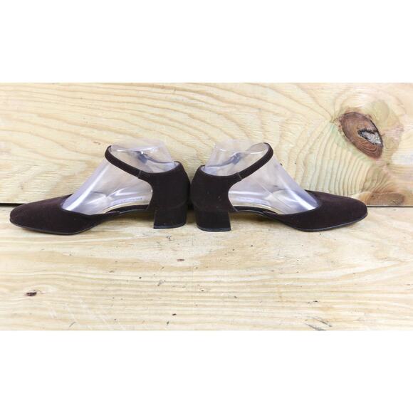 Pancaldi Womens Shoes 7B Brown Velvet Mary Jane Slip On Italy - Picture 4 of 7